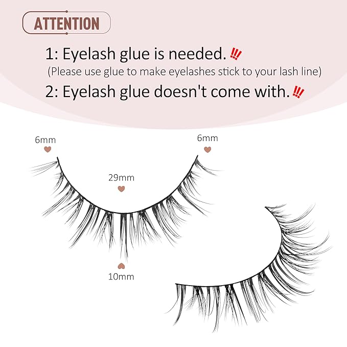 Onlyall Natural Lashes Short Eyelashes Wispy Lashes Natural Look Soft False Eyelashes False Eye Lashes Faux Mink Eyelashes 7 Pairs D2-BrightBean Baby
