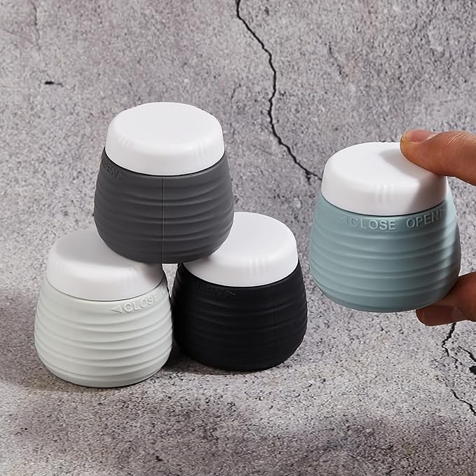 Travel Containers for Toiletries, 1.7oz Travel Size Premium Silicone Cosmetic Cream Jars, TSA Approved Leak-Proof Refillable Accessories W/Toiletry Bag for Cosmetic Face Body Cream(Gray)-BrightBean Baby