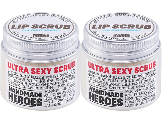 100% Natural Lip Scrub for Soft, Smooth Lips, Vegan Lip Scrub Gentle Exfoliator for Chapped and Dry Lips. 2 pc Coconut Lip Exfoliator Set lip exfoliator.-BrightBean Baby
