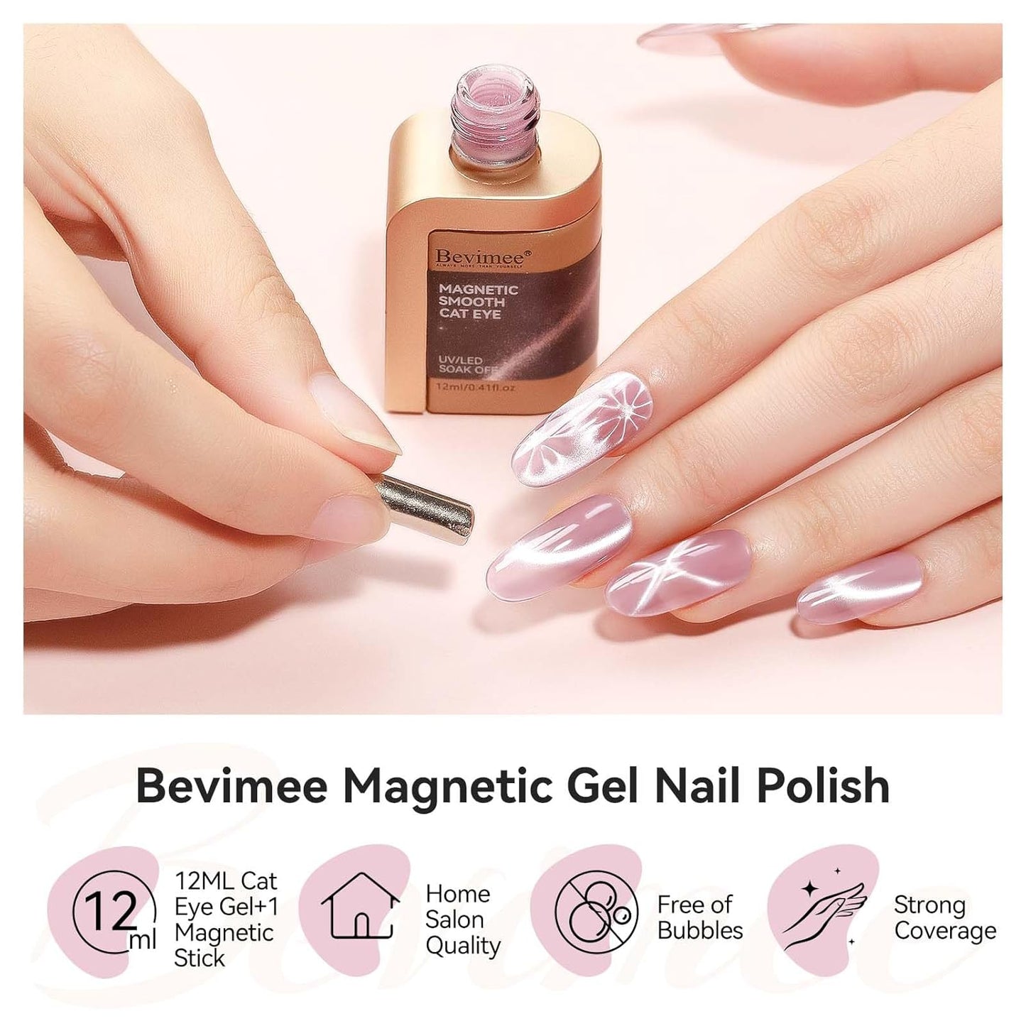 Cat Eye Gel Polish with Magnet, Magnetic Gel Nail Polish Glass Jelly Transparent Color UV Cateye Nail Polish for Nail Art DIY and Salon-BrightBean Baby