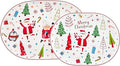 Bico Christmas Merry Crew Ceramic 16 inch plus 12 inch Ceramic Oval Platter, Set of 2, for Serving Turkey, Steak, Salad, Microwave & Dishwasher Safe