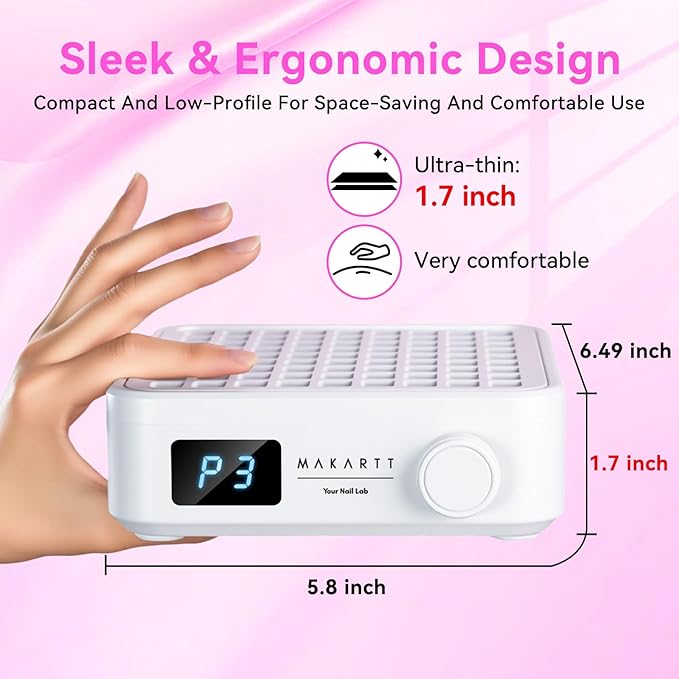 Makartt Professional Nail Dust Collector – Powerful Dust Collector Nail Tech Quite Suction Machine for Acrylic Nails Manicure & Pedicure Salon & Home Use Includes 10pcs Filters & Dust Brush-BrightBean Baby