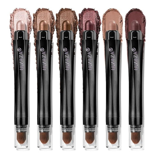 Neutral Eyeshadow Stick Makeup 6PCS Set, Brown Metallic Shimmer Matte Cream Eye Shadow Eyeliner Brightener Pencil Crayon - GRAPE WINE-BrightBean Baby