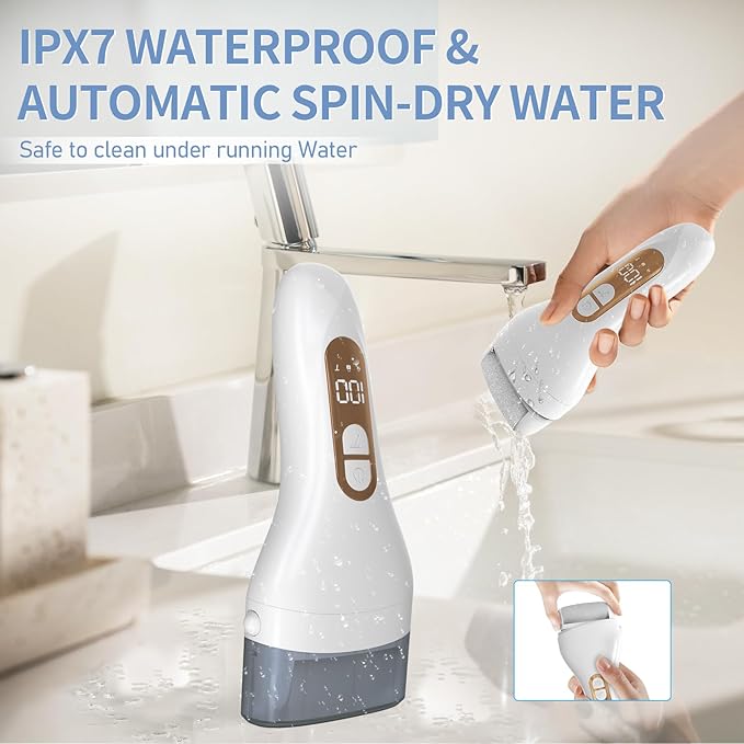 Electric Callus Remover for Feet - with Larger Grinding Head, Portable Pedicure Kit Foot File Callus Remover, Rechargeable Waterproof Foot File for Foot Care Deadskin Remover LCD Display-White-BrightBean Baby