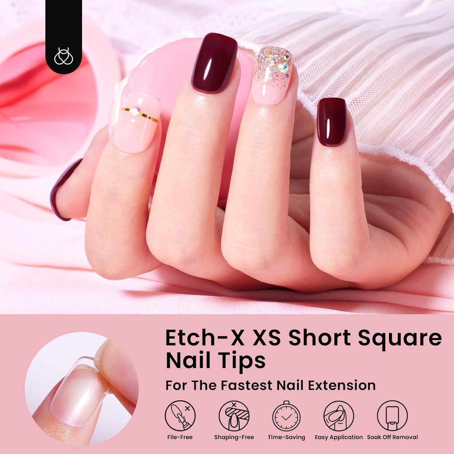 Beetles Gel Nail Tips 288 pcs Extra Short Square Nail Tips 12 Sizes Full Cover Gel Press On Nails Half Matte Acrylic Square Fake Nail Extension Set for Women Home DIY-BrightBean Baby