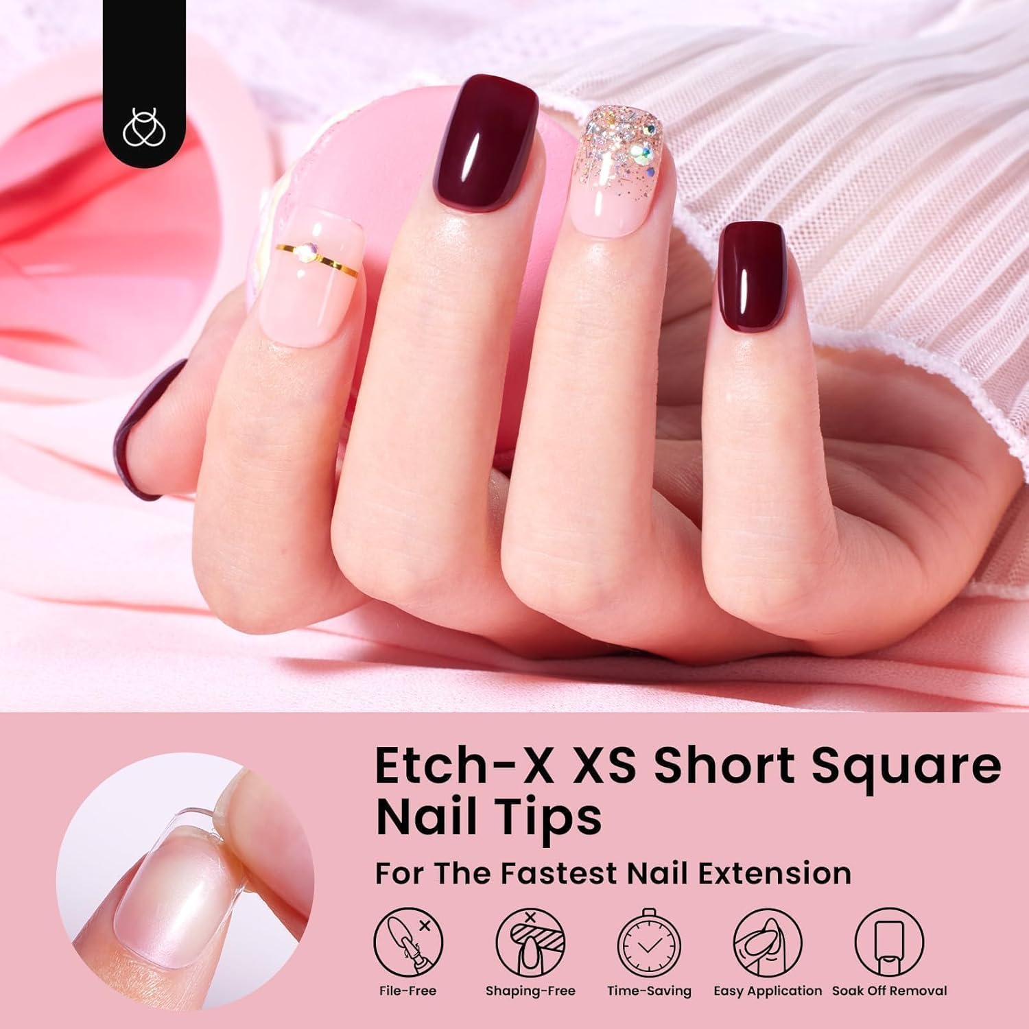 Beetles Gel Nail Tips 288 pcs Extra Short Square Nail Tips 12 Sizes Full Cover Gel Press On Nails Half Matte Acrylic Square Fake Nail Extension Set for Women Home DIY-BrightBean Baby