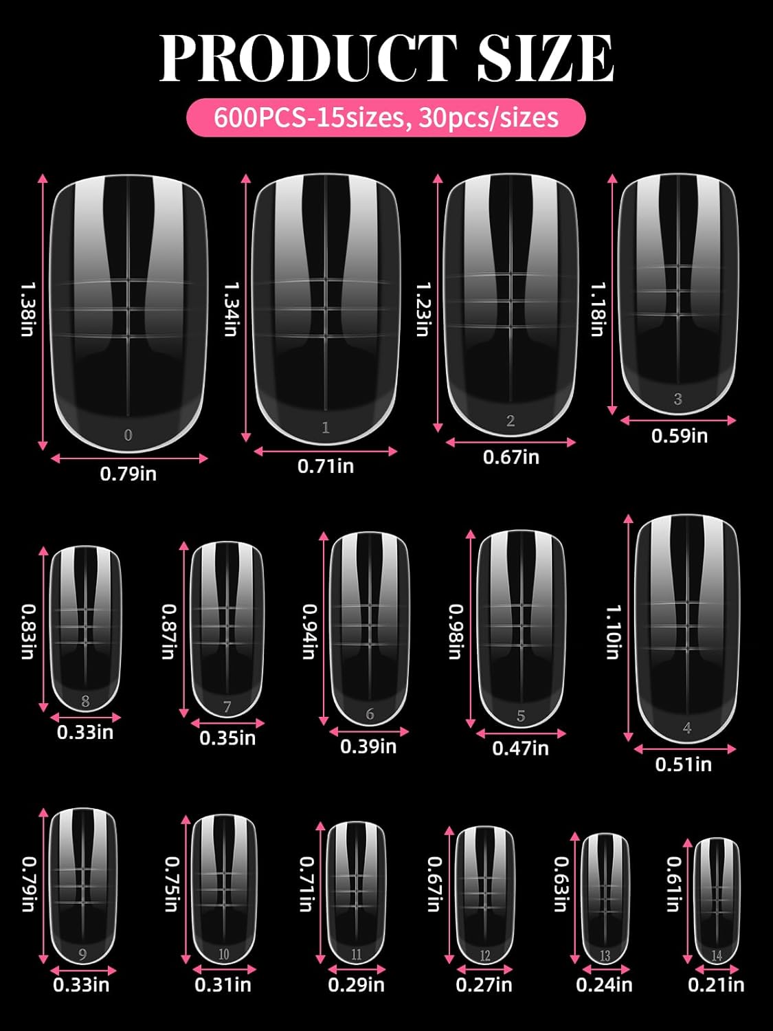 EBANKU Toe Dual Forms for Poly Gel, 150PCS French Nail Forms for Toes, Clear Poly Gel Toenails Molds for DIY Pedi Toenail Extension Kit for Salon-Quality Manicures at Home, 15 Sizes-BrightBean Baby