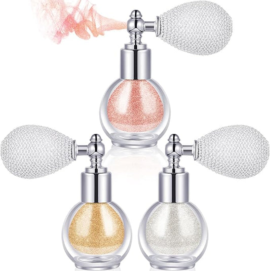 3 Pcs Glitter Spray for Hair and Body, Highlighter Shimmering Spray Powder High Gloss Body Glitter Spray Sparkle Powder for Face Body Cosmetic, Champagne, Pearl White, Bronze Color-BrightBean Baby