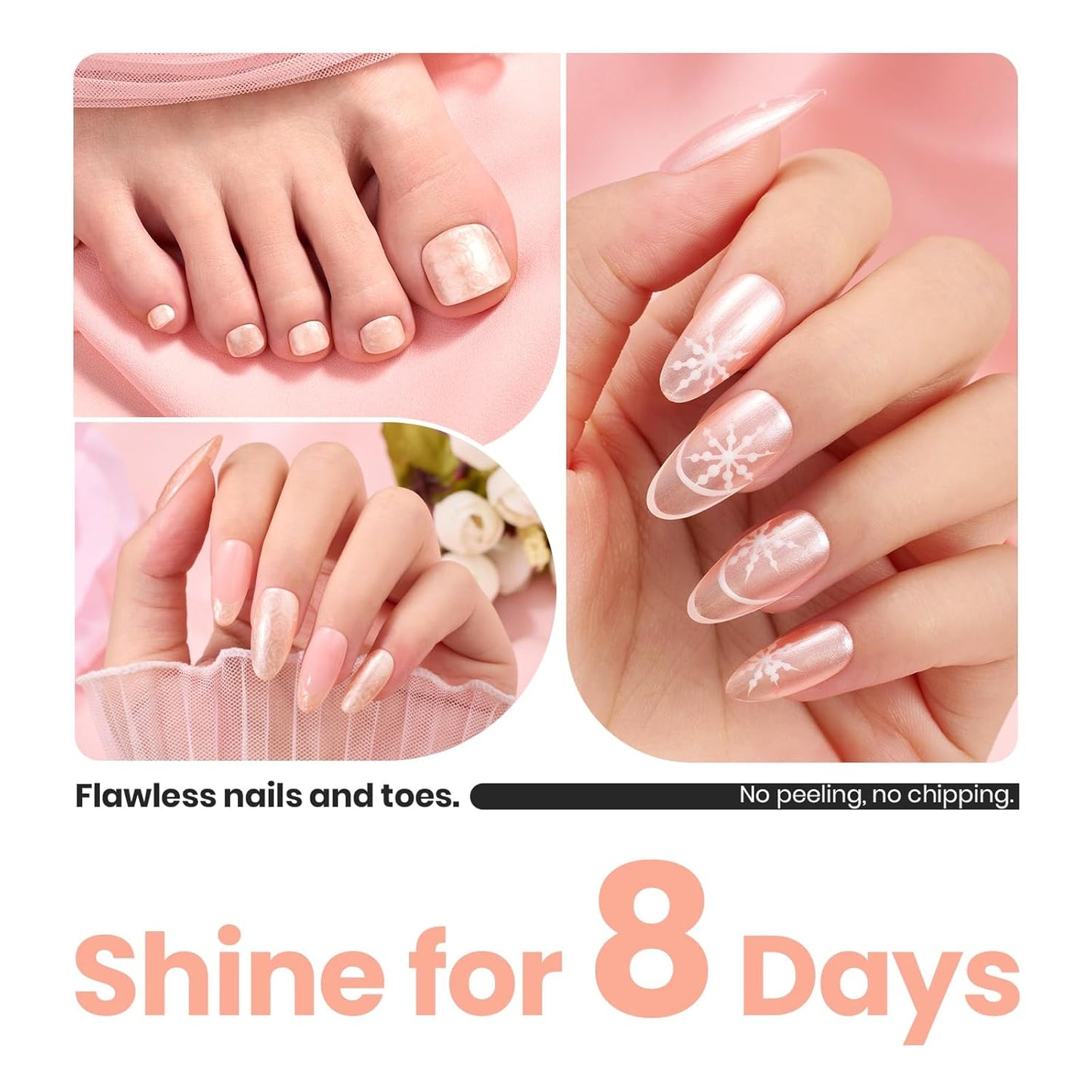 Beetles Pearly Pink Nail Polish,Fast Air Dry, No UV Needed –Perfect for Party, Long-Lasting Neutral Color for DIY At-Home or Salon Use, 15ml/0.51oz-BrightBean Baby