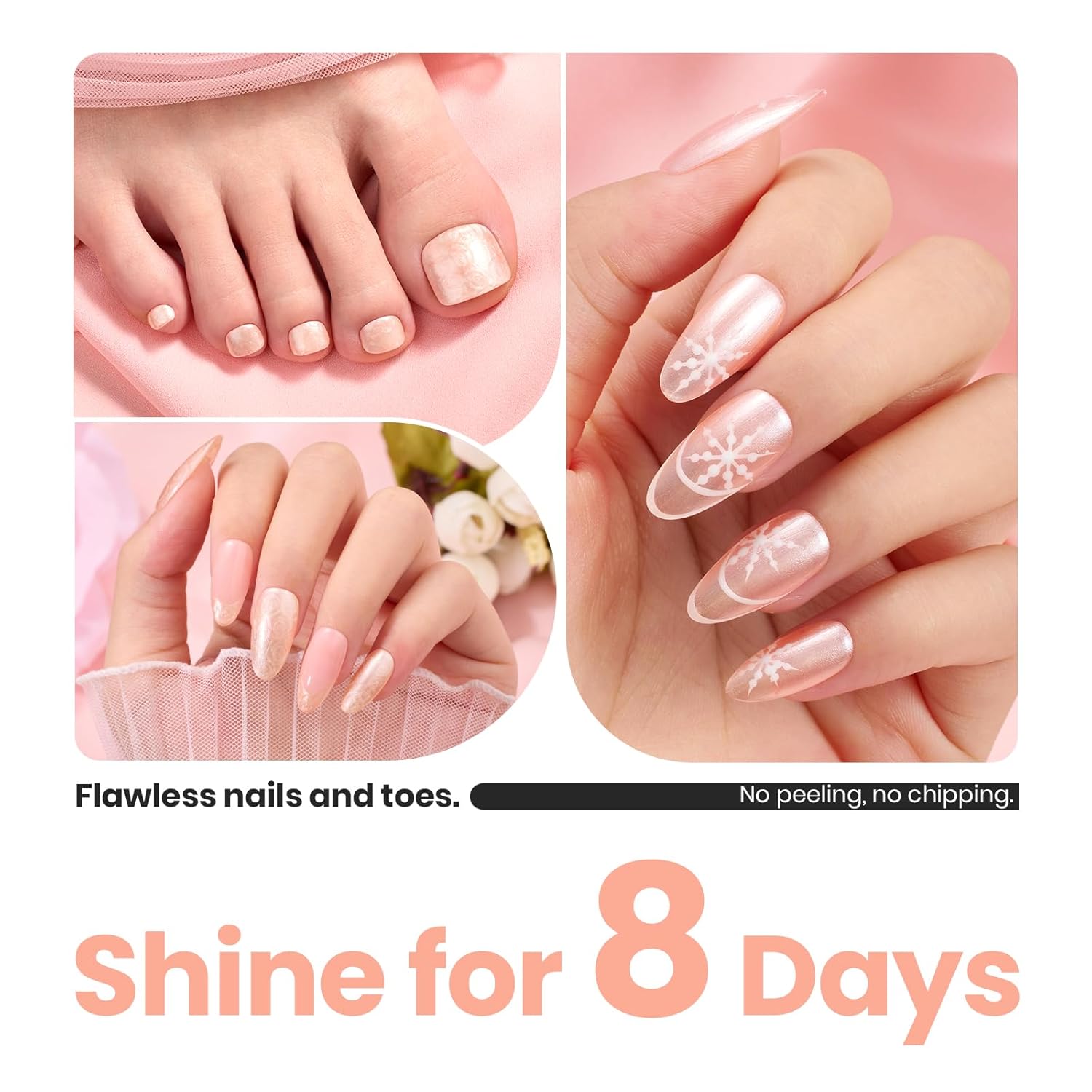 Beetles Pearly Pink Nail Polish,Fast Air Dry, No UV Needed –Perfect for Party, Long-Lasting Neutral Color for DIY At-Home or Salon Use, 15ml/0.51oz-BrightBean Baby