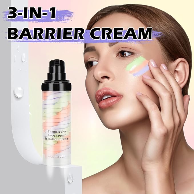 3 In 1 Color Corrector Makeup Primer Color Correcting Primer Cream Tinted Moisturizer Brightening Primer Facial Serum Isolation Cream Neutralizes Skin Tone for Face Before Makeup Base Cream-BrightBean Baby