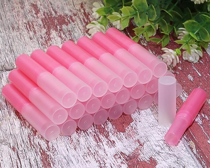 0.14oz Empty Flavored Lip Balm Container Tubes Plastic Homemade Moisturizing Lip Stick with Caps Bulk Fit for Women Adult DIY Making Supplies, 25 Count (Red)-BrightBean Baby