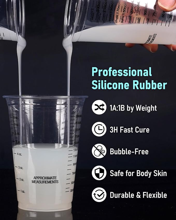 Nicpro 250oz Silicone Mold Making Kit, 15A Platinum Liquid Silicone Rubber, Flexible Silicone Molds Maker Mix Ratio 1:1 for Casting 3D Resins Candle Soap Molds DIY with Gloves, Sticks, Mixing Cups