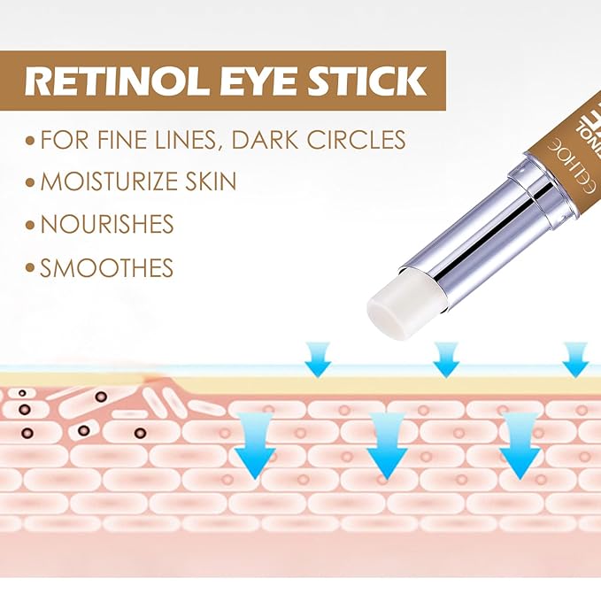 Retinol Eye Stick with Collagen & Hyaluronic Acid Eye Cream for Dark Circle and Puffiness, Brightening Eye Balm Reduces Fine Lines and Bags in 4 Weeks-BrightBean Baby