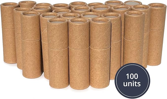 Push-Up Paperboard Lip Balm Tubes, Biodegradable Kraft Paper Lipstick Tube, Cardboard 0.5 Oz. (15 ml) Empty Container, Solid Perfume Tube, Sample Cosmetic Container, DIY Chapstick, Lipstick (300)-BrightBean Baby
