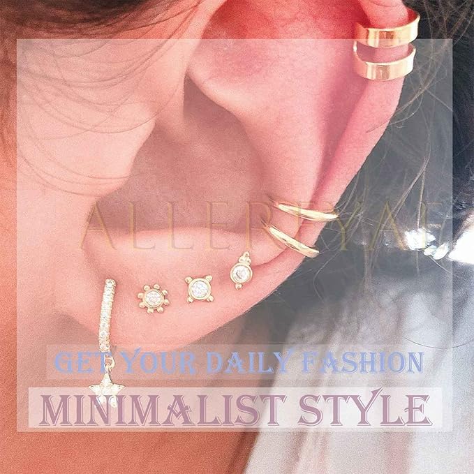 Vintage Pearl Cuff Chain Earrings Gold Chain Ear Cuffs Dangle Chain Cartilage Earrings Pearl Studs Earrings Cartilage Helix Earrings Helix to Lobe chain earrings Jewelry for Women and Girls (Gold A)-BrightBean Baby