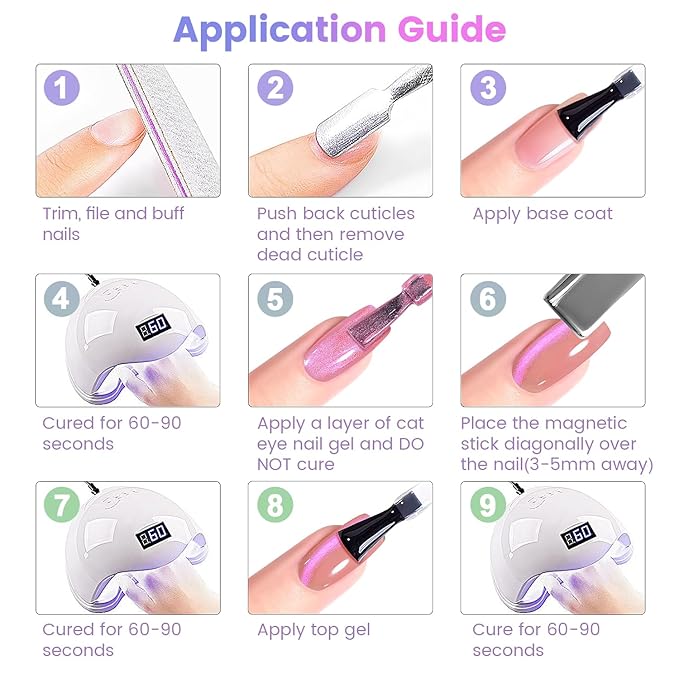 RARJSM Aurora Glitter Cat Eye Gel Nail Polish Set 6Pcs Nude Pink Light Purple Gold Brown Green Blue Galaxy Mermaid Glitter Cateye Gel Polish with Magnetic Stick UV LED Curing Require Home Salon-BrightBean Baby