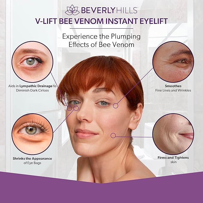 Beverly Hills V-Lift Instant Eye Lift and Eye Tuck Bee Venom Serum for Puffy Eyes, Dark Circles, Wrinkles, and Under Eye Bags Treatment for Women and Men | 30mL (120 Day Supply)-BrightBean Baby