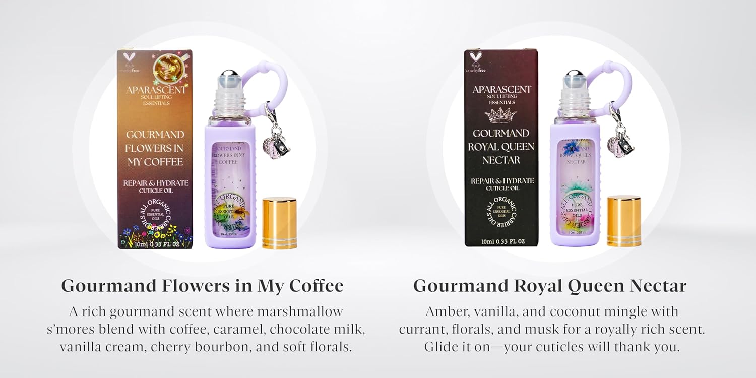 Gourmand Flowers in My Coffee Organic Nail Cuticle Oil Pen with Jojoba, Coconut MCT, and Rosehip for Nail Hydration, Growth & Strength, Travel Size Keychain(0.34 Fl Oz)-BrightBean Baby