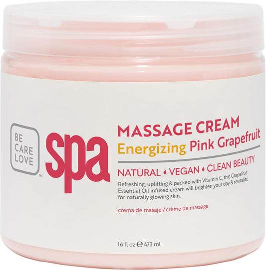 BCL SPA Massage Cream - Body Lotion & Body Cream with Organic Pink Grapefruit, Shea Butter, Aloe Vera, Vitamin E, Argan, and Almond Oils - Nourish & Revitalize skin. Home/Professional use 16 fl oz-BrightBean Baby