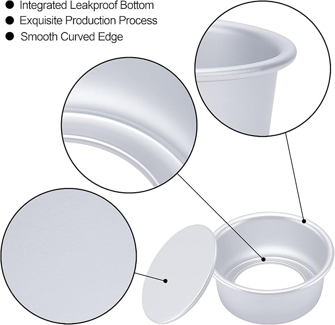4 Inch Round Cake Pan Set of 8, Nonstick Aluminum Baking Pans with 100 Sheets Parchment Paper, Easy Pop Out Removable Bottom Cake Pans for Mini Cheesecakes, Dessert, Pizzas and Quiches