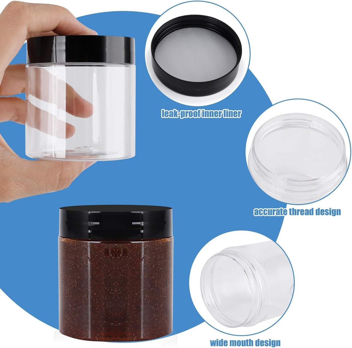 40 Pack 4 Oz Plastic Containers with Lids, OBKJJ Clear Travel Size Leak Proof Makeup Travel Containers BPA Free Cosmetic Slime Jars for Lotion, Cream, Body Butter, Makeup, Ointments (40)-BrightBean Baby