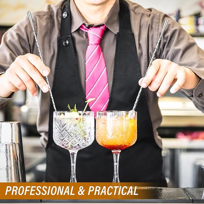 Lallisa 18 Pcs 12 Inches Bar Spoons Stainless Steel Mixing Spoons Spiral Pattern Long Drink Stirrer for Cocktail Shaker, Silver