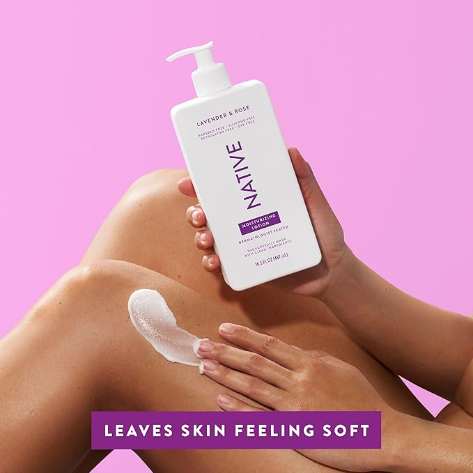 Native Body Lotion Contains Naturally Derived Plant-Based Moisturizers for Women and Men | Restores Dry Skin, Lavender & Rose, 16.5 fl oz-BrightBean Baby