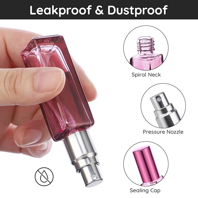 Segbeauty 5pcs Travel Refillable Atomizer, 10ML Empty Sprayer for Perfume, Mini Portable Glass Spray Bottle Dispenser for Cosmetic Accessories, Outgoing Travel Essentials-BrightBean Baby