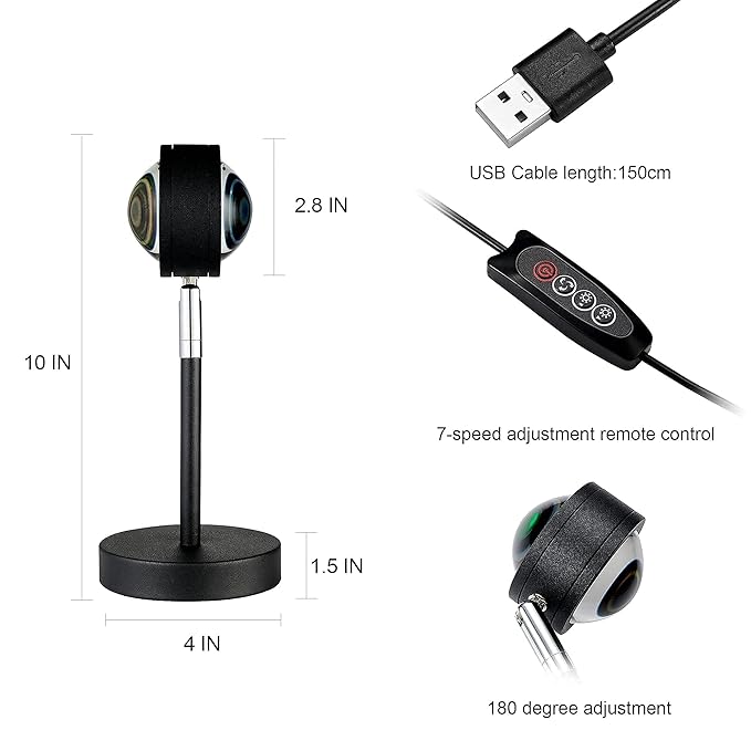 Amuou Sunset Lamp and Rainbow Lights,2 Colors in 1 Projector Sunset Light with 7 Levels of Adjustable 180 Degree Rotation Projection Led Night Light for Photography, Selfie, Tiktok and Home Decor-BrightBean Baby