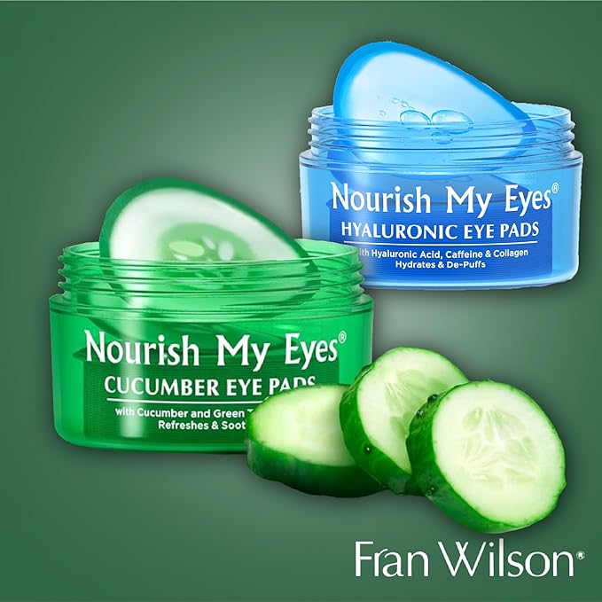 Fran Wilson NOURISH MY EYES Cucumber and Green Tea Pads - 36 Pads each At-Home Spa Treatment to reduce puffiness Revitalize Your Eyes: Easy-to-Use Cucumber Eye Pads for Dark Circles (Pack of 2)-BrightBean Baby