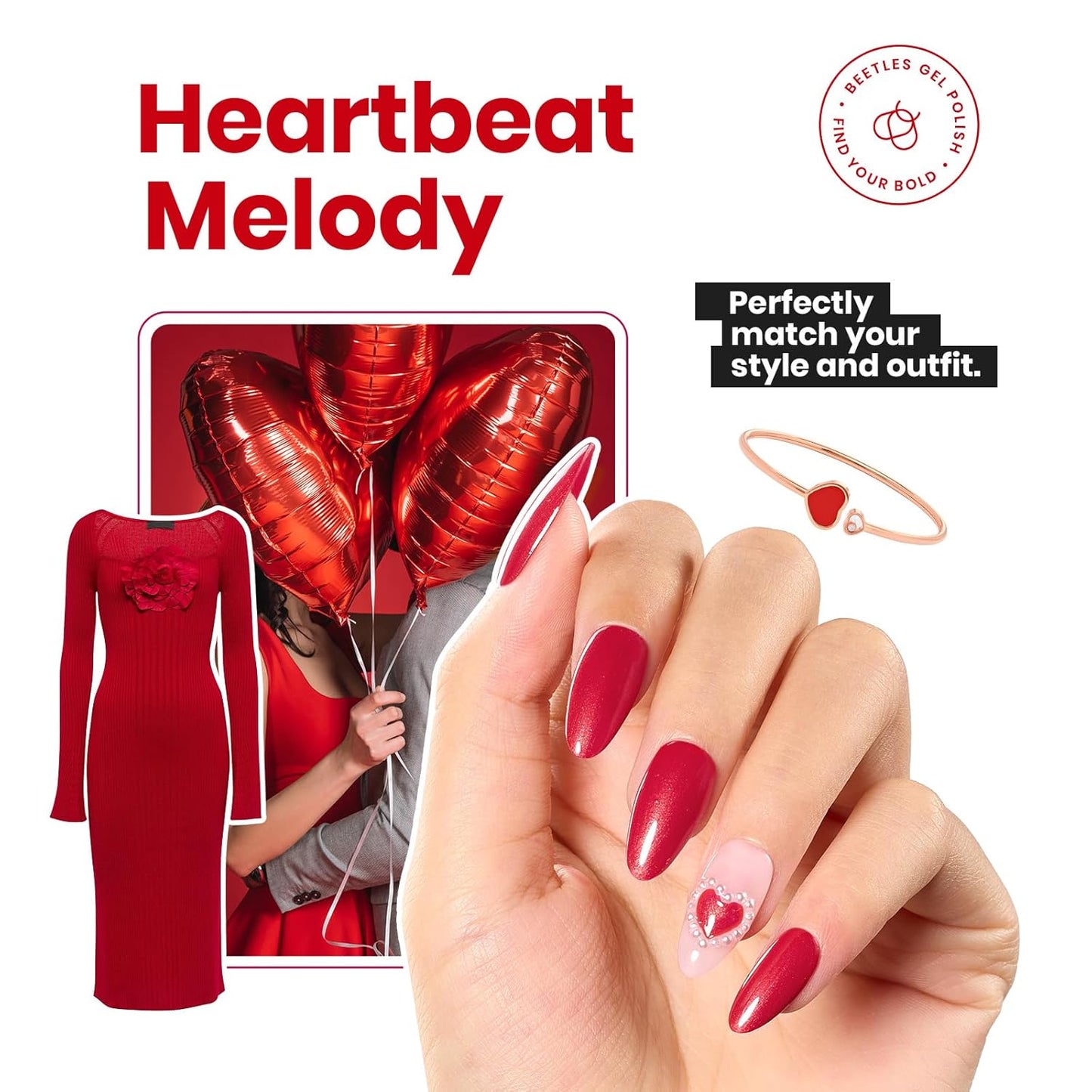 Beetles Red Nail Polish 15ML Quick Dry Glitter Fingernail Polish 4th of July DIY Salon for Women-BrightBean Baby