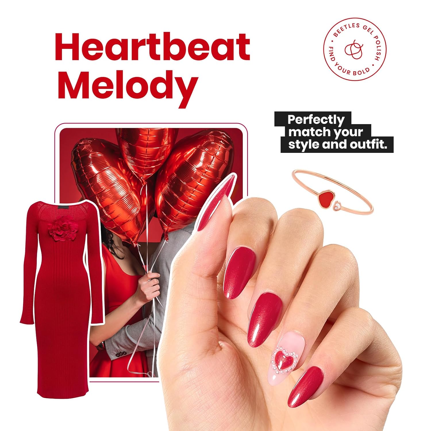 Beetles Red Nail Polish 15ML Quick Dry Glitter Fingernail Polish 4th of July DIY Salon for Women-BrightBean Baby