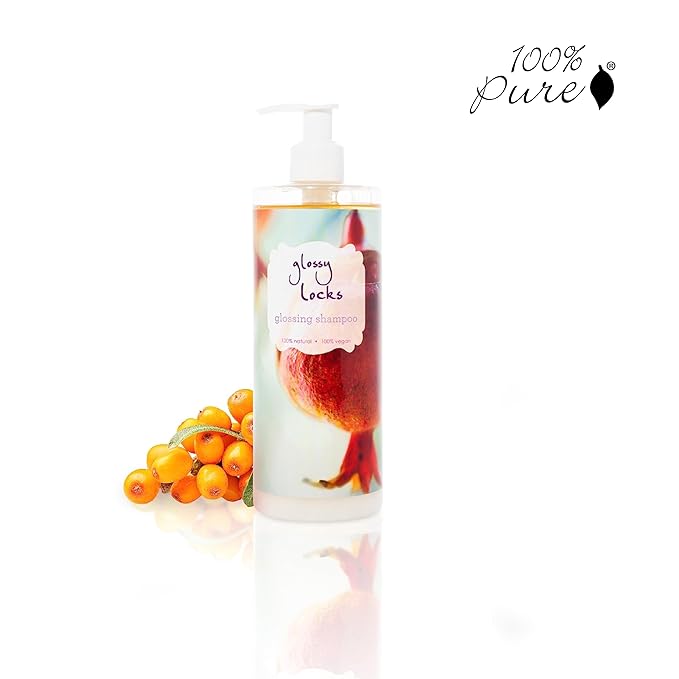 100% PURE Glossy Locks Glossing Shampoo Hair Wash Detox & Hydrate Shine Boosting Dry Dull Damaged Strands Avocado Butter & Seaweed Collagen Natural Care for Women & Men Vegan - 13.5 Fl Oz-BrightBean Baby