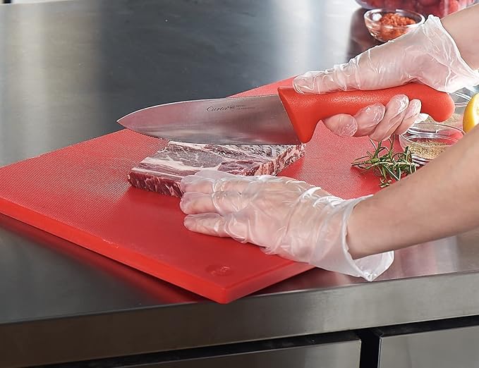 CURTA Cutting Boards for Kitchen, 18" x 12" x 0.5" Red Color Coded Plastic Chopping Board with Anti Slip Surface Dishwasher Safe