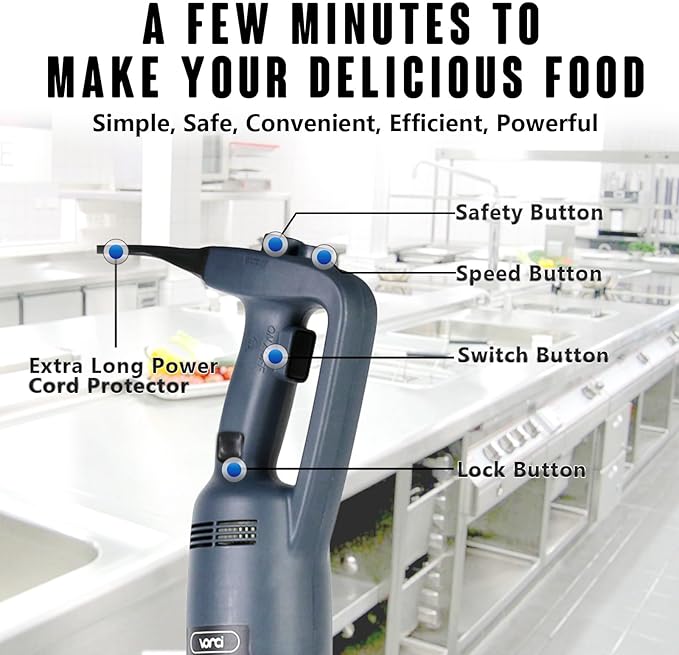 VONCI 750W Commercial Immersion Blender, Extra Heavy Duty Hand Blender with Variable Speed 8000-19000RPM, Handheld Stick Mixer with 20" SUS 304 Shaft, Commercial Emulsifier for Restaurant Kitchen.