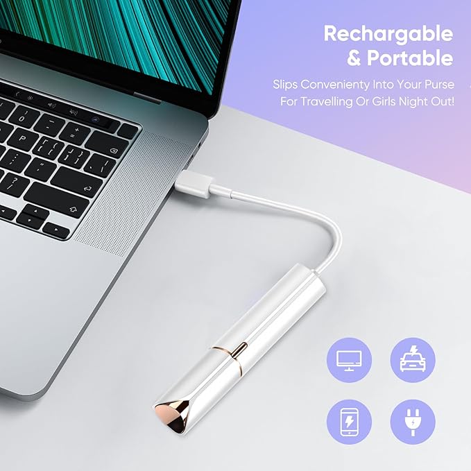 Facial Hair Remover for Women- as Seen on TV Painless Face Shaver -Mini Hair Remover, Electric Razor Shaver Portable Bikini Epilator for Lips, Chin, Armpit, Peach Fuzz, Fingers, Neck, Cheek (White-BrightBean Baby