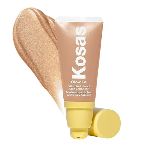 Kosas Glow I.V. Vitamin-Infused Skin Enhancer Face Makeup - Tinted Beauty Highlighter for a Healthy Glow - Radiate-BrightBean Baby