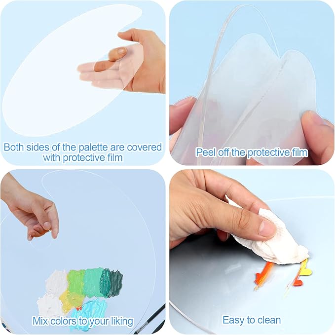 5PCS Acrylic Paint Palette Clear Paint Pallet,Transparent Non-Stick Oil Paint Palette with Protective Kraft for Craft DIY Art Painting Palette- Adults & Kids-BrightBean Baby
