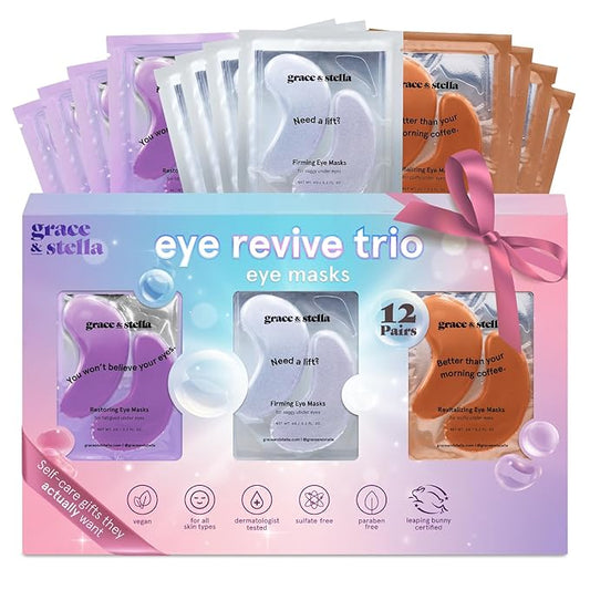grace & stella Under Eye Patches (12 pairs) Eye Masks for Dark Circles and Puffiness - Birthday Gifts for Women, Bachelorette Party Favors, Bridesmaid Proposal Gifts, Self Care, Spa, Relaxation, Vegan-BrightBean Baby
