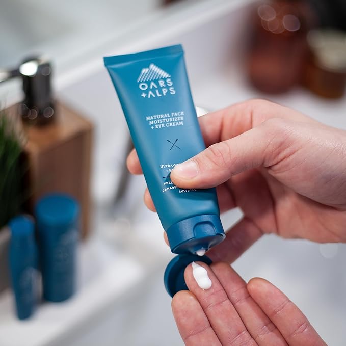 Oars + Alps Men's Skin Care Kit, Gift Set Includes Face Wash, Eye Roller, and Moisturizer, Vegan and Gluten Free, Travel Size & TSA Approved, 3 Items Total-BrightBean Baby