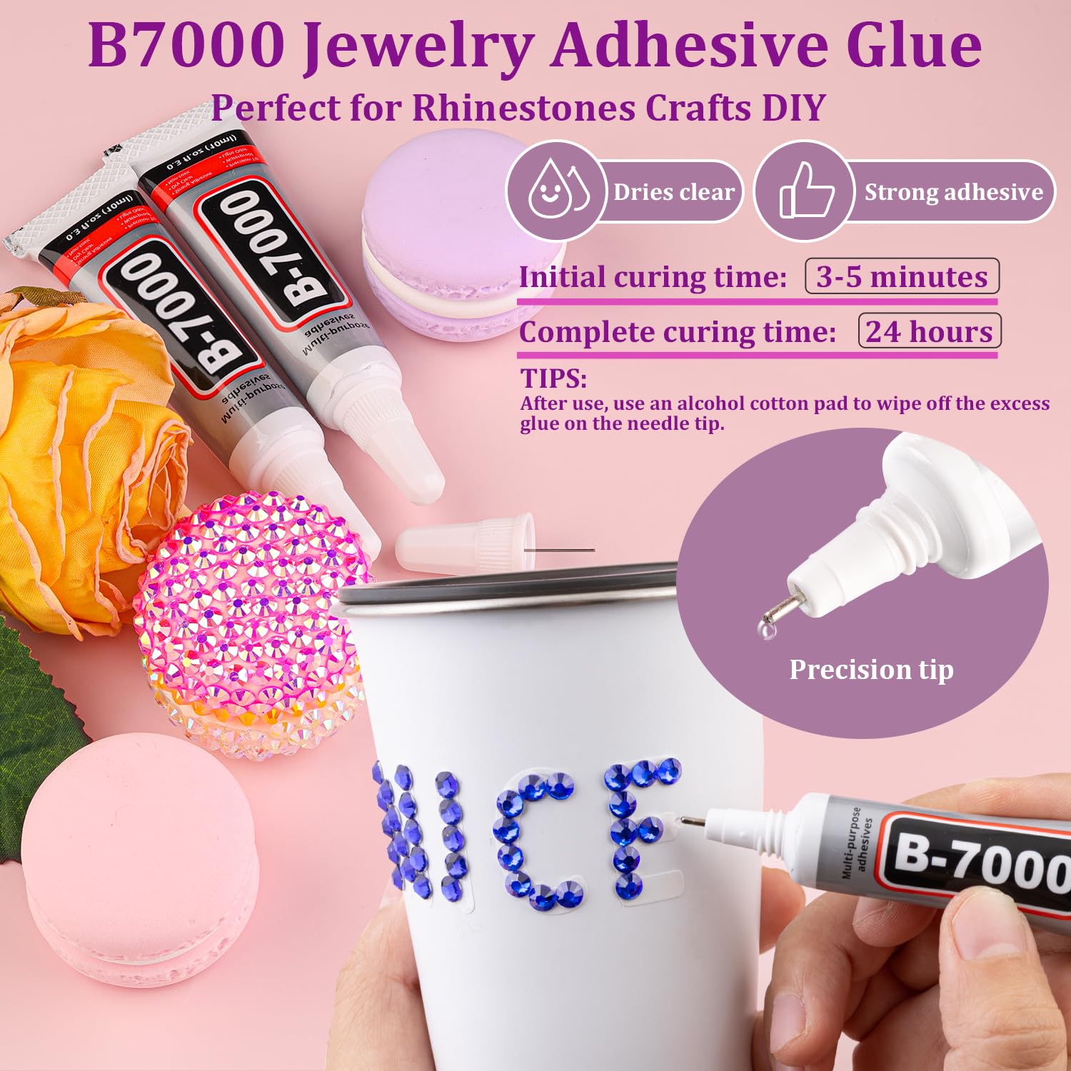 30000Pcs Resin Rhinestones with Tweezers for Crafting, Royal Blue Flatback Gems, Bedazzling Crystal with 3Pcs 10ml B7000 Jewelry Glue for DIY Crafts Clothing Tumblers Shoes Fabric Nail Art-BrightBean Baby