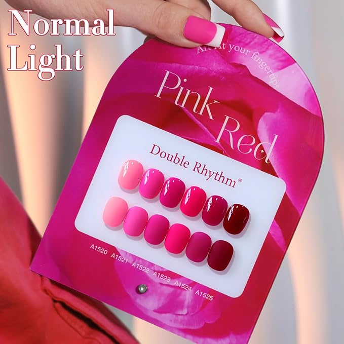 Double Rhythm 6 Pcs 15 ML Gel Polish Set Same Color Same Bottle Soak Off Gel Polish Kit Nail Art Manicure Salon DIY at Home for Women (Neon Light Pink Purple Burgundy Red-T6-8)-BrightBean Baby