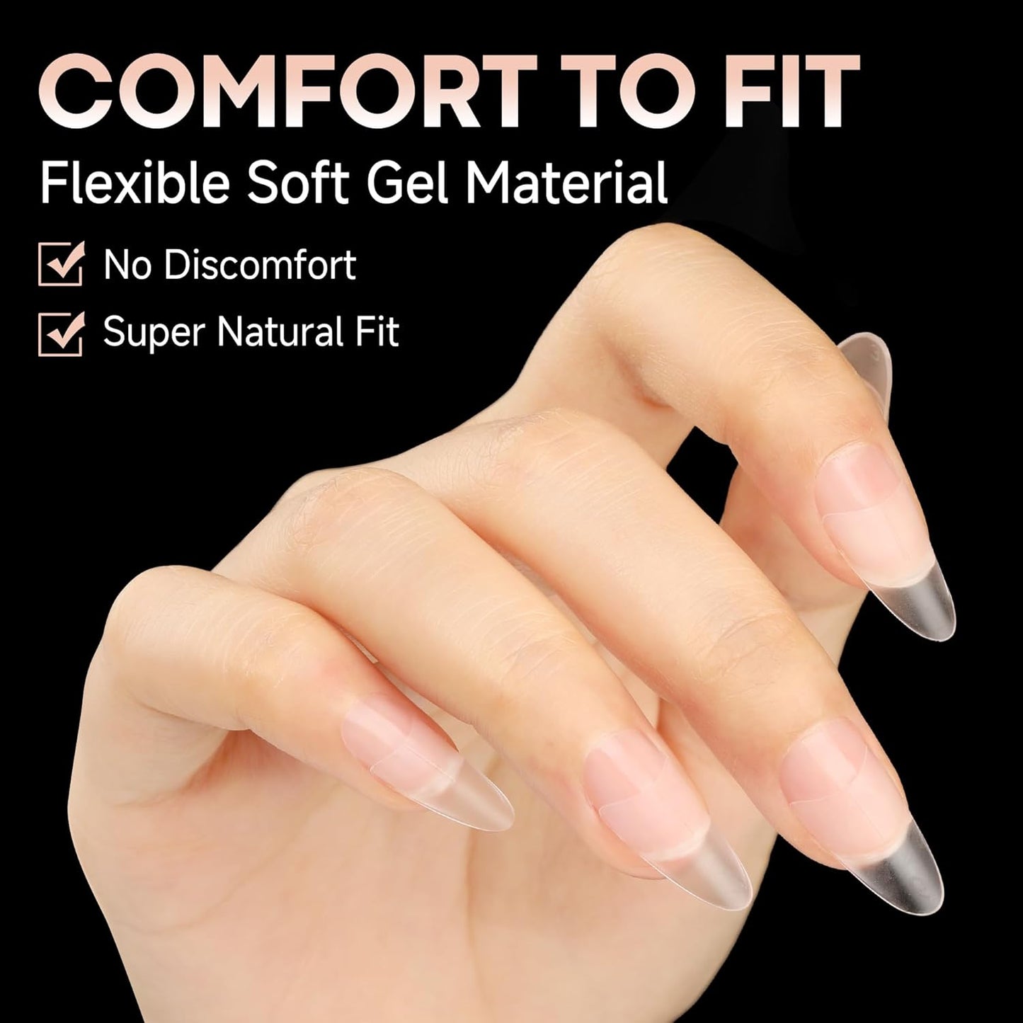 UNA GELLA Medium Almond Gel Nail Tips: Full Matte Almond Shape Nail Tips Half Cover 216pcs Medium Almonds Press On Nails DIY Salon for Fake Acrylic False Nails 12 Sizes, Saving Design Gelly Tips-BrightBean Baby