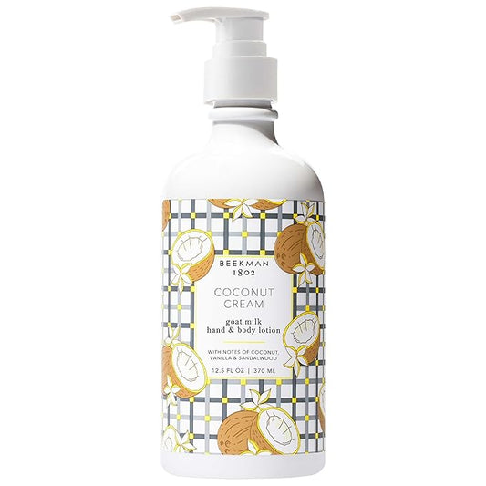 Beekman 1802 Coconut Cream Goat Milk Body Lotion - Scented - 12.5 oz - Hydrating & Moisturizing with Shea Butter - for Sensitive Skin - Cruelty Free - Packaging May Vary - Pump Included, Ready for Use-BrightBean Baby