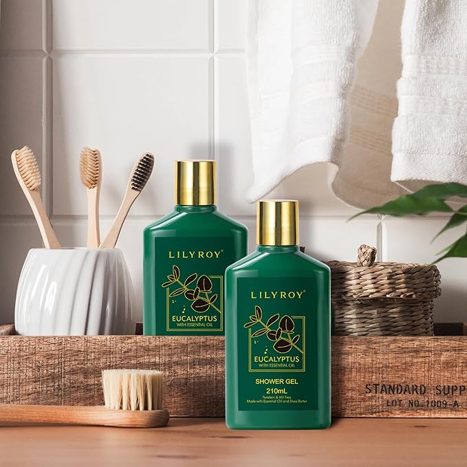 Mothers Day Spa Gift Basket for Women 9 Pieces Premium Eucalyptus Bath & Body Care Kit for Women & Men, Holiday Gift for Christmas, Valentine's Day, Father's Day, Birthday with Shower Gel & More-BrightBean Baby