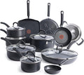 T-Fal Ultimate Hard Anodized Nonstick Cookware Set 17 Piece - Black Pots and Pans