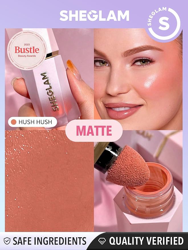 SHEGLAM Color Bloom Liquid Blush Makeup for Cheeks Matte Finish - Hush Hush-BrightBean Baby