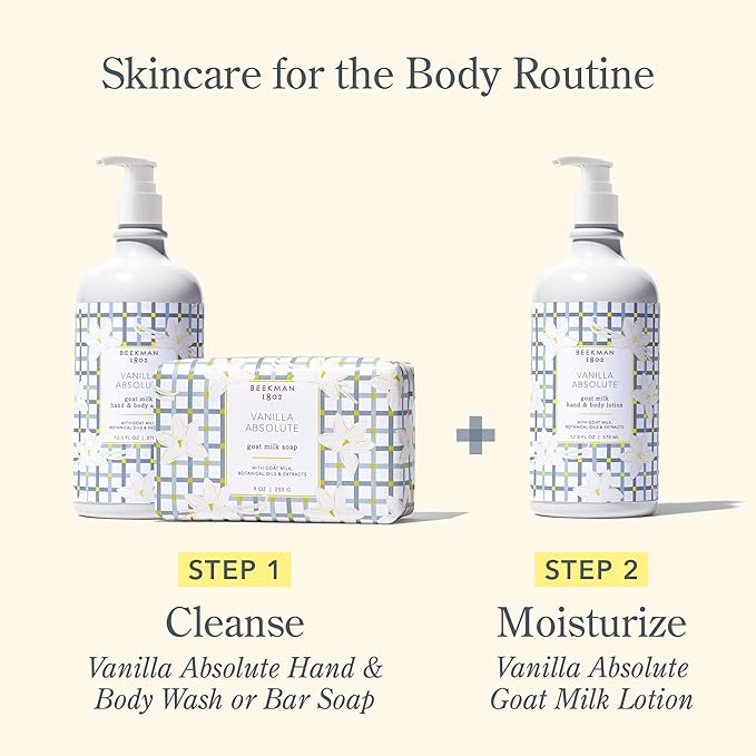 Beekman 1802 Goat Milk Body Lotion, Vanilla Absolute - Scented - 12.5 oz - Deeply Moisturizing With Shea Butter & Jojoba Seed Oil - For Sensitive Skin - Ready for Use, Pump Inserted - Cruelty Free-BrightBean Baby