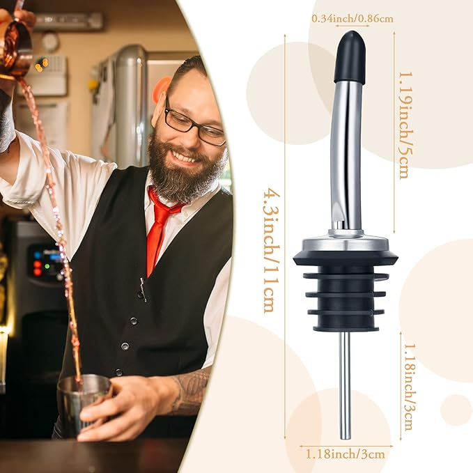 72 Pcs Stainless Steel Bottle Pourers Tapered Liquor Pourers with Rubber Dust Caps Tapered Spouts Set Bar Supplies Vinegar Bottle Dispenser Wine Liquor Spout for Oil Beer Drink Water